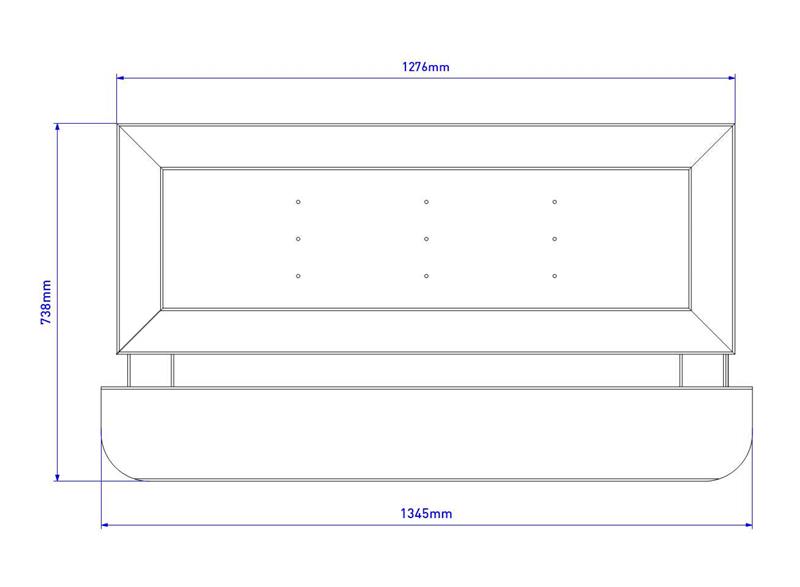 Technical render of a Straight Planter Bench